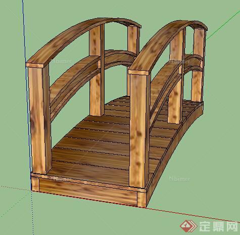 园林景观之现代木质景观桥设计su模型