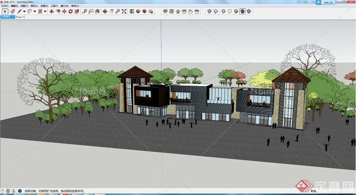 某特色二层住宅建筑设计SU模型