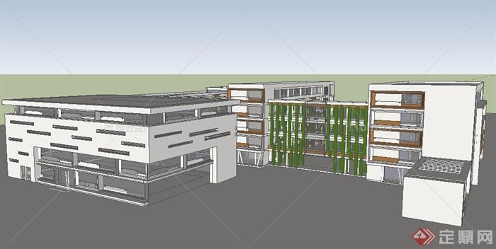 某高中教育教学建筑设计SU模型