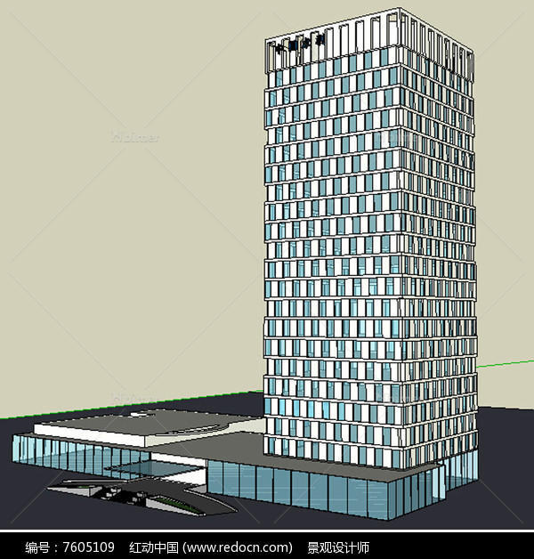 高层办公楼建筑草图大师SU模型