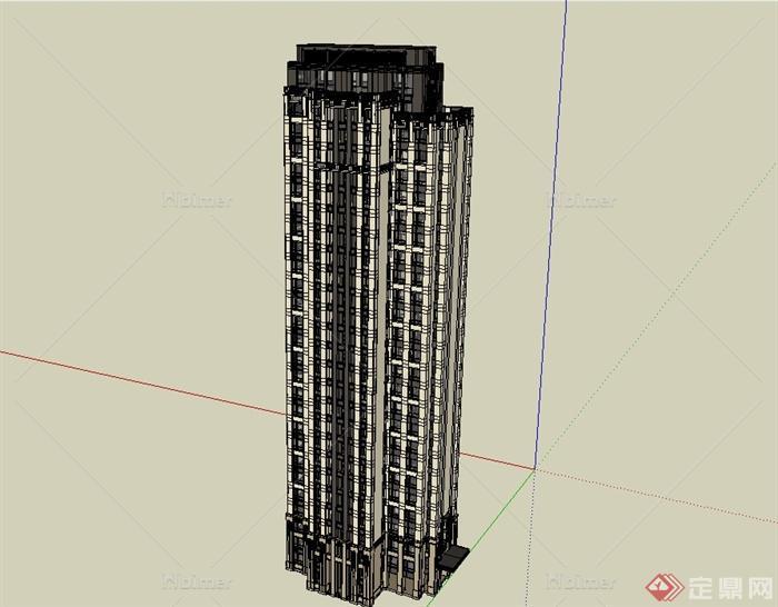 新古典高层住宅详细建筑楼设计su模型[原创]