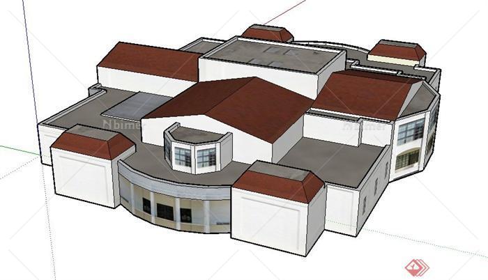 某单层餐馆综合建筑设计SU模型