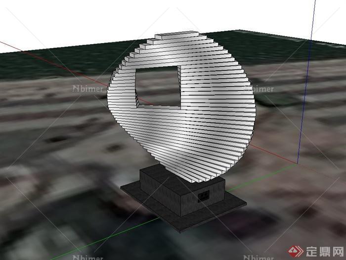 现代风格圆融雕塑设计su模型