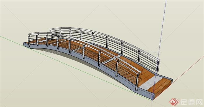 现代铁栏杆拱形园桥设计SU模型[原创]