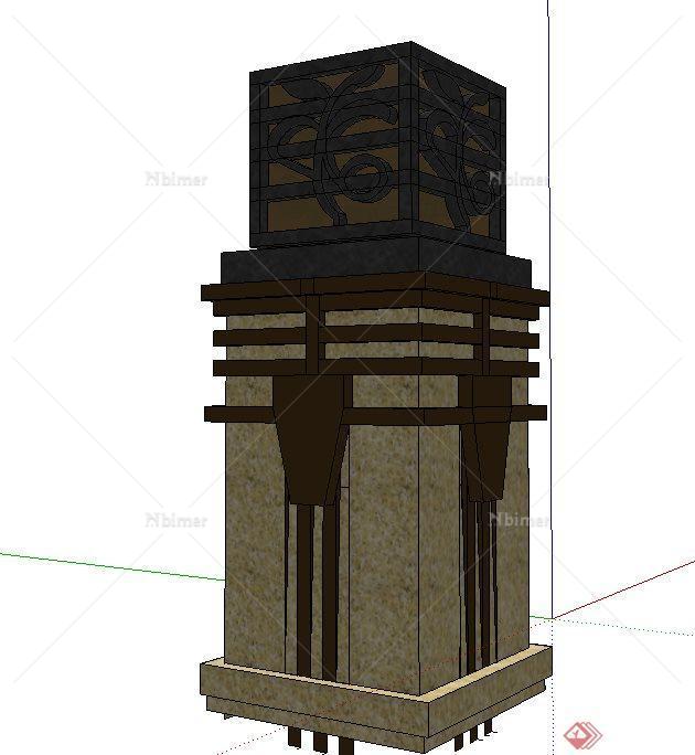 一个景观柱子设计su模型