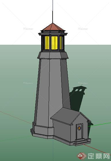 现代风格灯塔建筑设计SU模型