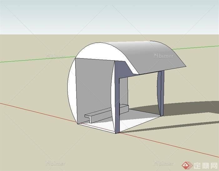 某现代风格候车廊设计su模型[原创]