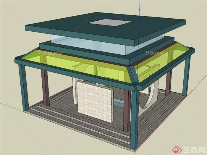 现代简约休闲凉亭设计su模型