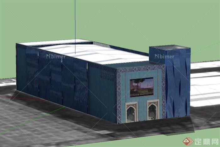 乌兹别克斯坦多层文化馆建筑设计su模型[原创]