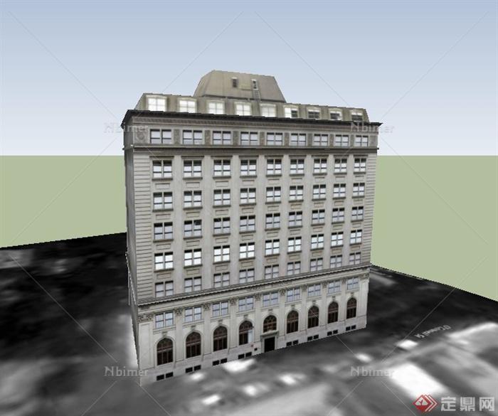 某多层欧式风格行政办公楼建筑设计SU模型