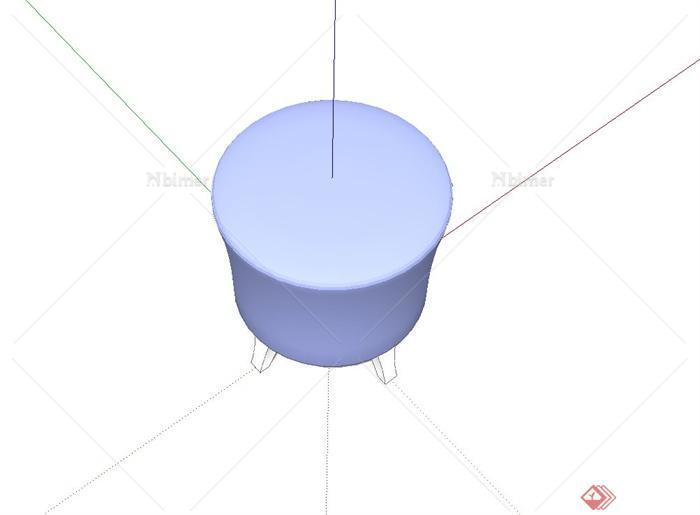 现代圆形四角坐凳设计su模型