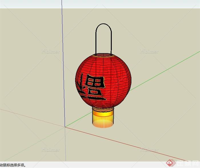 某古典中式风格室外灯笼设计su模型[原创]