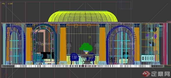 某酒店圆形餐厅装修设计3DMAX模型