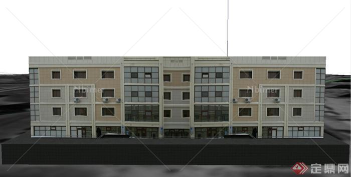 某三层三栋方形教学楼建筑设计SU模型