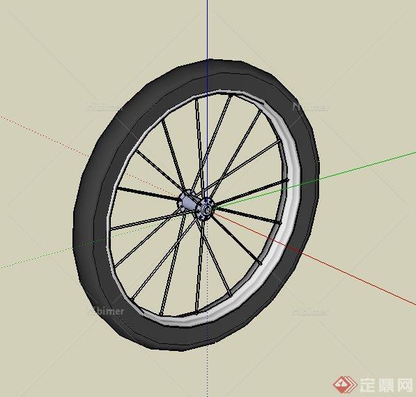 一个自行车轮子SU模型