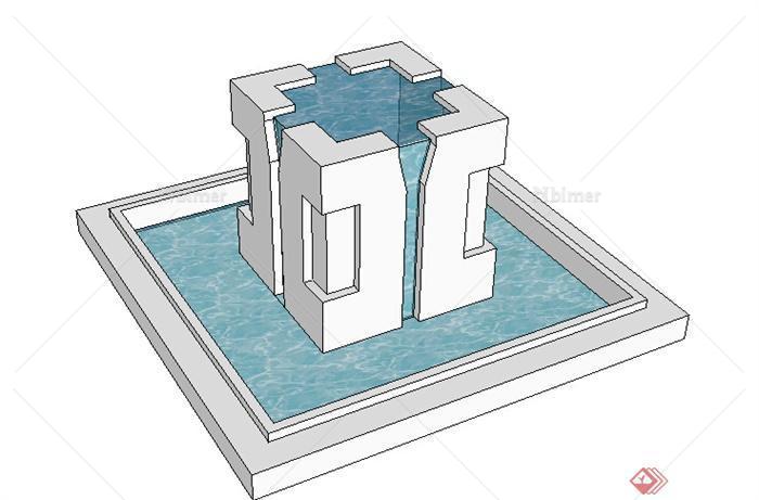 园林景观之跌水水景设计方案SU模型5