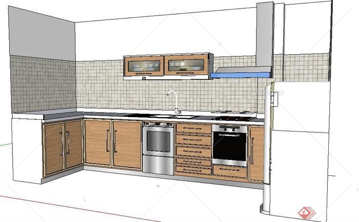 住宅厨房橱柜设计su模型[原创]
