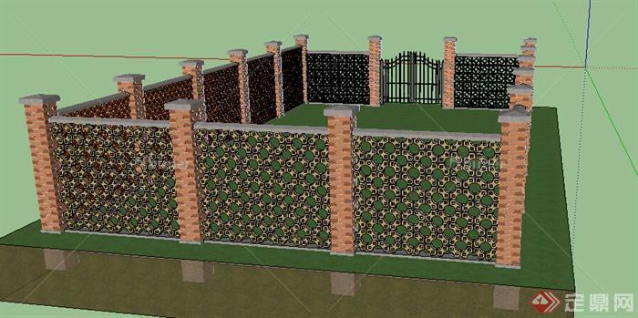 园林景观之景墙、围栏设计SU模型
