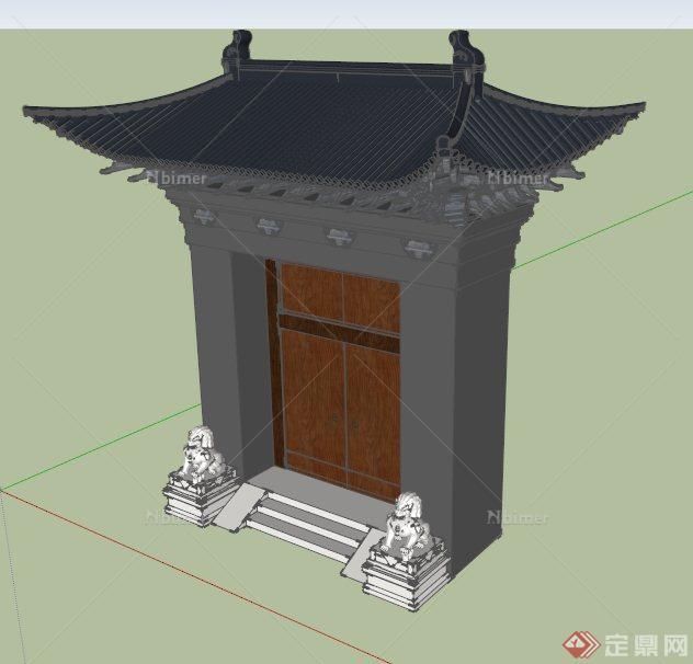古典中式宅院大门设计SU模型