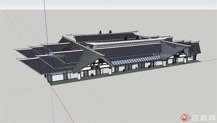 古典中式风格机场建筑设计su模型[原创]