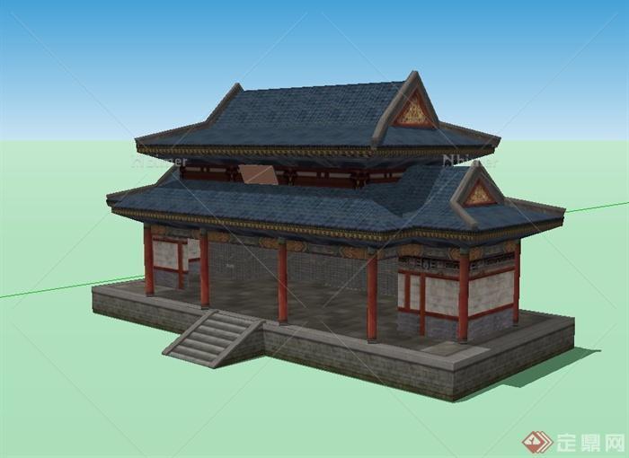 古典中式风格戏台及建筑设计su模型