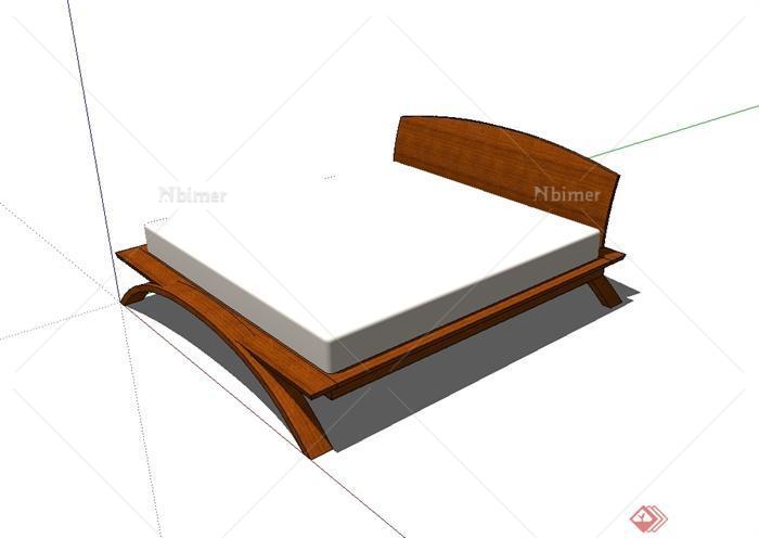 某现代中式风格独特卧室床设计su模型[原创]