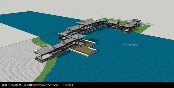 跨河水榭景观
