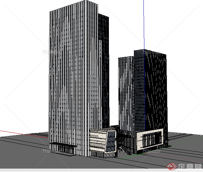 某现代高层商业建筑设计SU模型素材