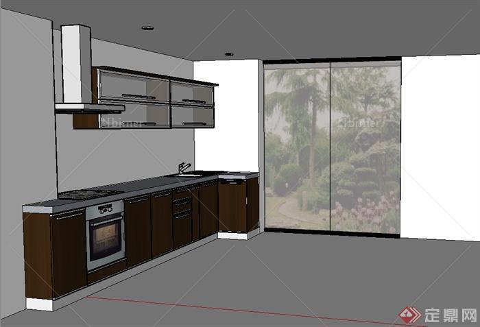现代简单的室内厨房设计SU模型[原创]
