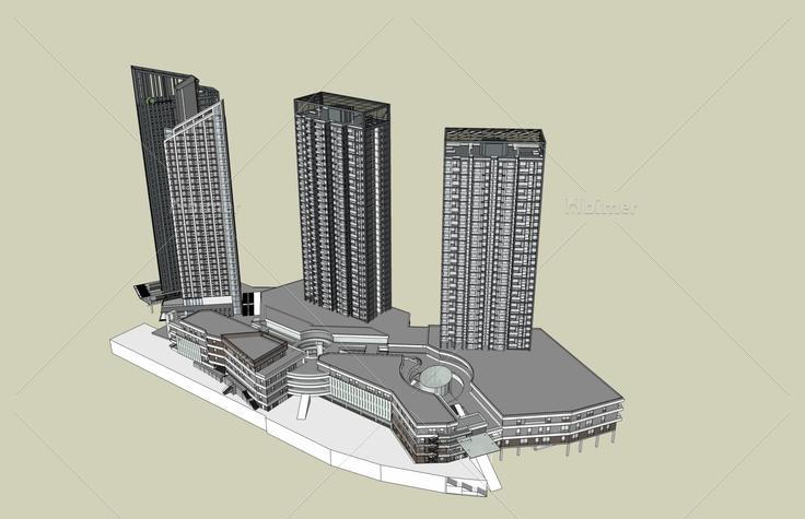 现代高层商业住宅楼(38812)su模型下载