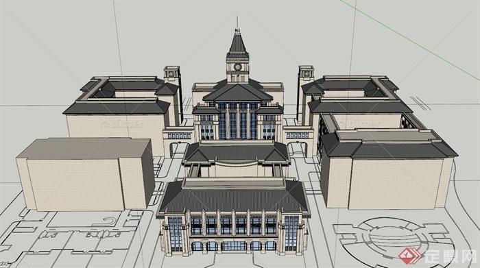 贵族学校建筑设计SU模型