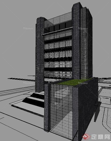 现代风格多层办公建筑设计SU模型