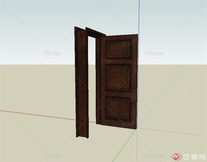 某现代室内卧室木质门设计su模型
