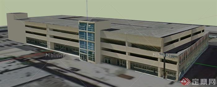 某大学车站停车场建筑设计SU模型