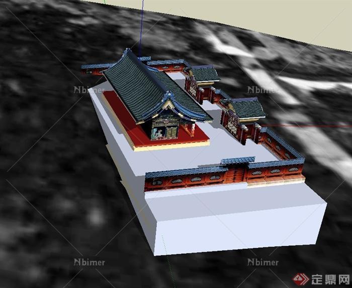 中国古典中式风格寺庙建筑设计su模型[原创]