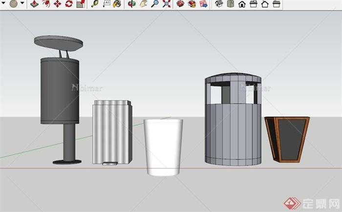 户外垃圾箱设计组合SU模型[原创]