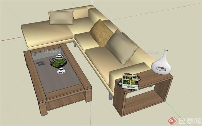 现代某住宅空间沙发组合设计SU模型
