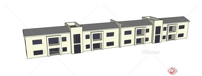 某双层公寓建筑框架设计SU模型