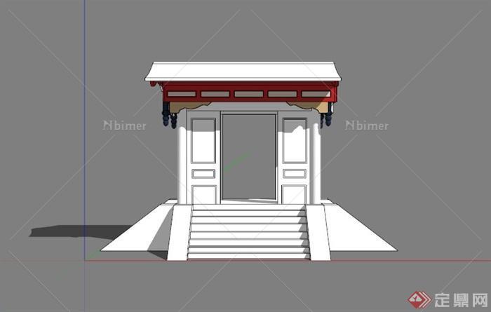 古典中式对称大门设计SU模型[原创]