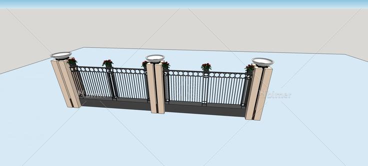 围墙护栏(73759)su模型下载