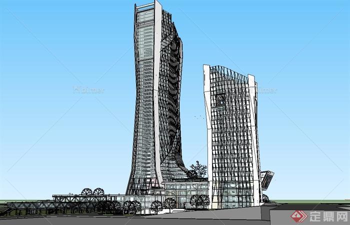 某现代超高层办公大厦建筑设计su模型