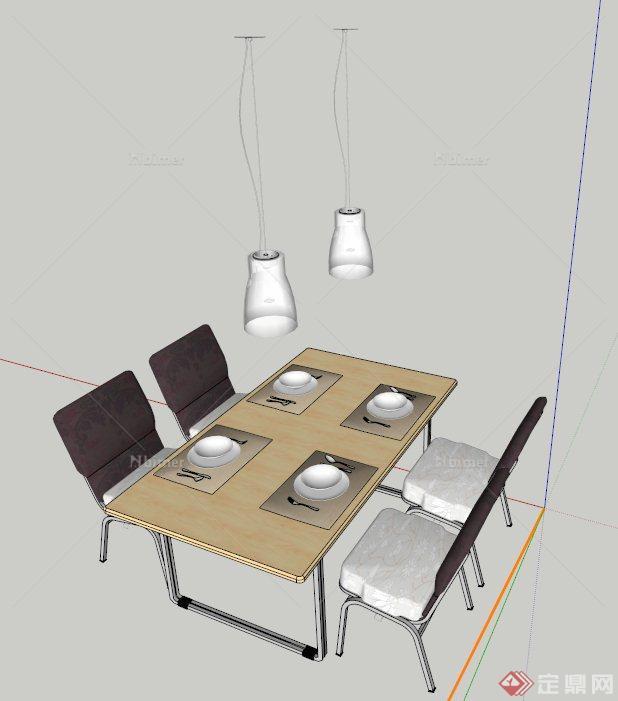 四人餐桌椅设计SU模型