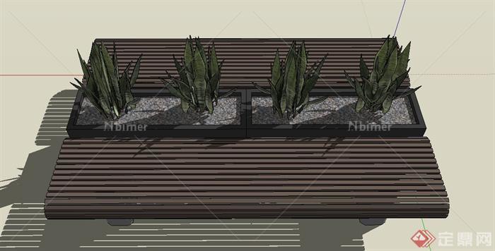 园林景观节点花池坐凳设计SU模型