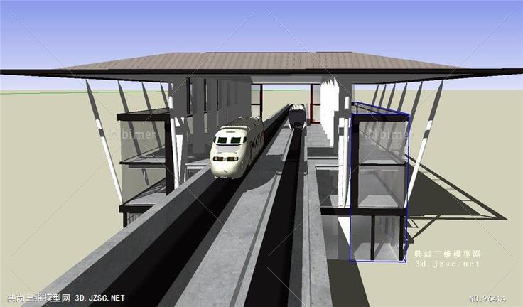 交通建筑SketchUp轻轨车站模型