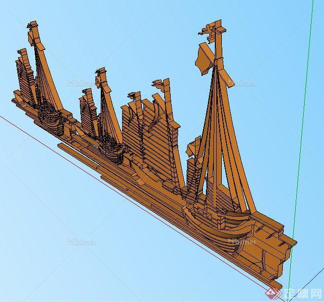 帆船组合形状景观小品设计su模型