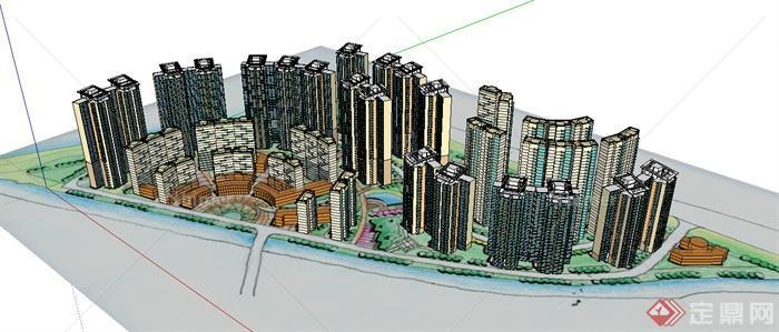 某城市居住小区住宅建筑设计SU模型