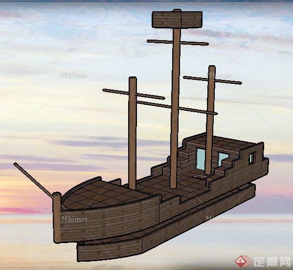 一艘木船su模型