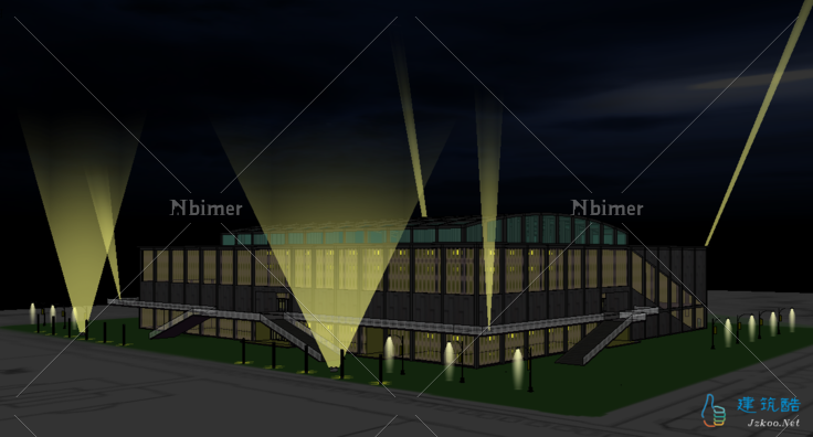 体育馆方案1，酷炫SU夜景表现