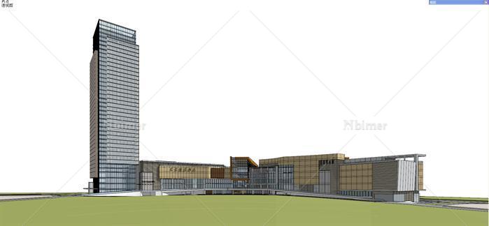 南宁某大型商业广场建筑设计SU模型（含效果图）