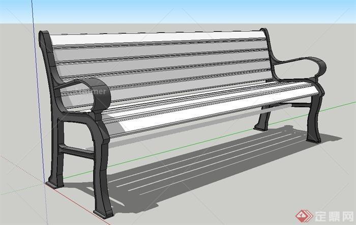 室外带扶手长椅设计SU模型[原创]